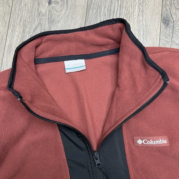 Columbia 1/2 Zip Fleece Jacket Size Medium Mens Maroon Sequoia Grove $60 - Picture 11 of 13